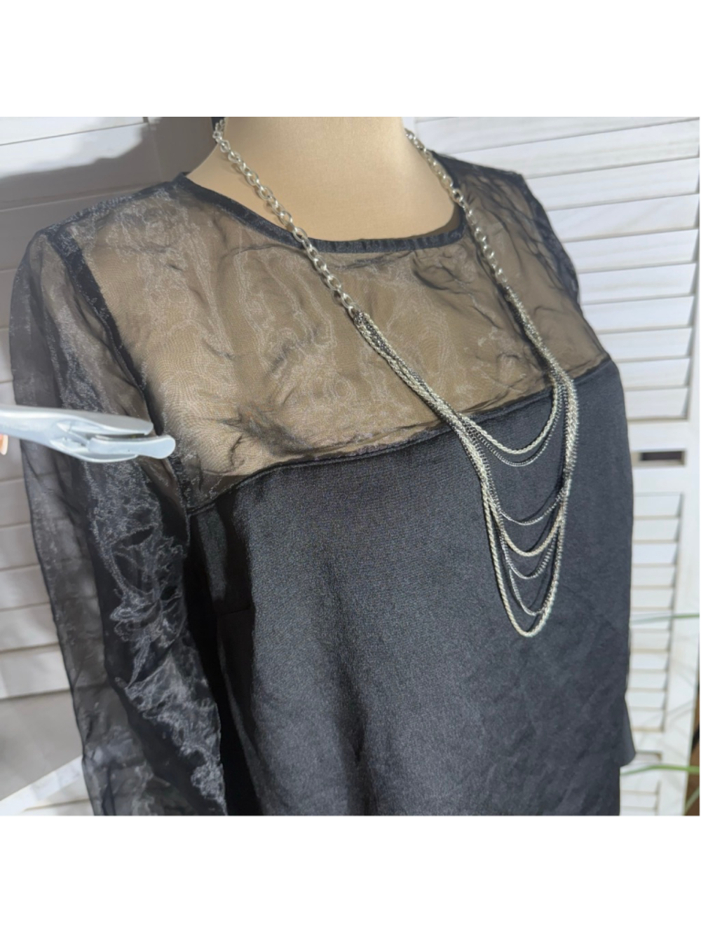 Express Y2K blouse black sheer lace cocktail whimsigoth boho fairy festival sz M - Picture 7 of 9